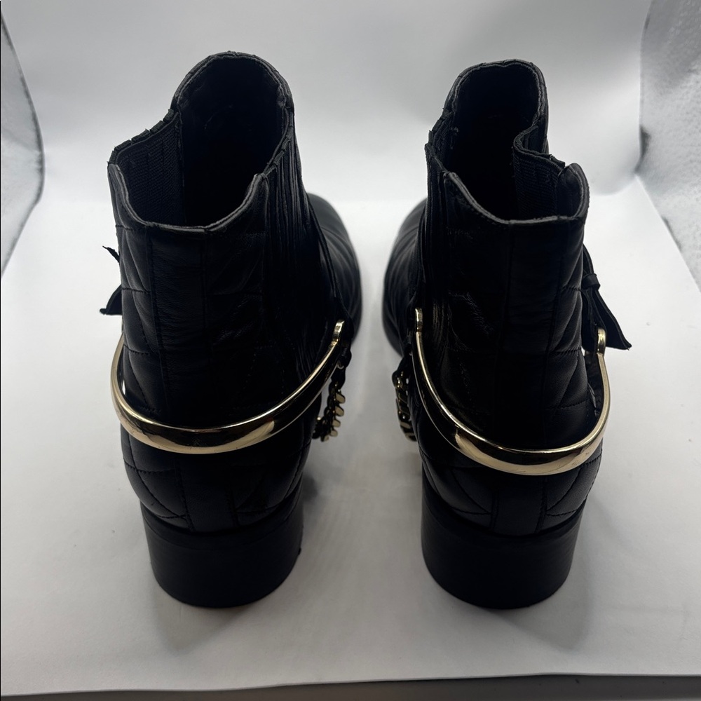 Karl Lagerfeld Paris Black Marisol Boots SZ 9.5 Leather Upper quilted 80s Vibe - Picture 4 of 12